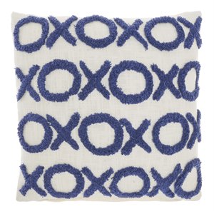 Mina Victory Life Styles Square Cotton Tufted Lines Throw Pillow in Blue Ink