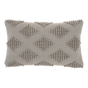 Mina Victory Life Styles Cotton Woven Diamonds Throw Pillow in Light Gray