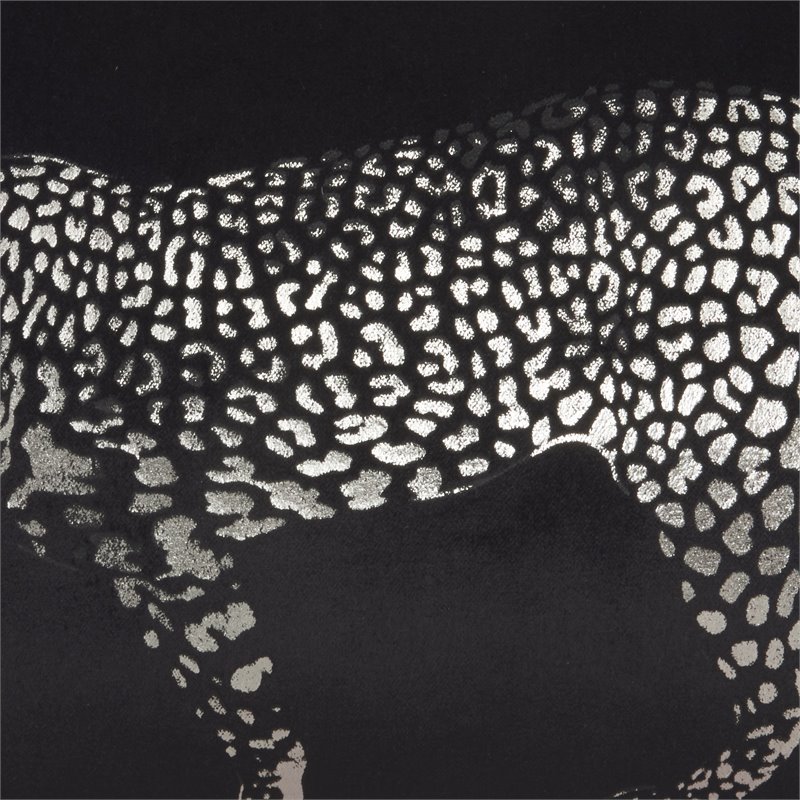 Mina Victory Luminescence Cotton Metallic Leopard Throw Pillow in Black