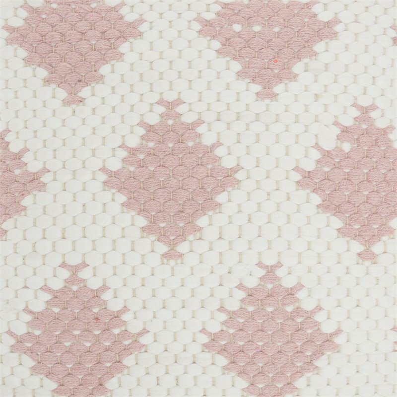 Mina Victory Life Styles Square Cotton Woven Diamonds Throw Pillow in Blush Pink