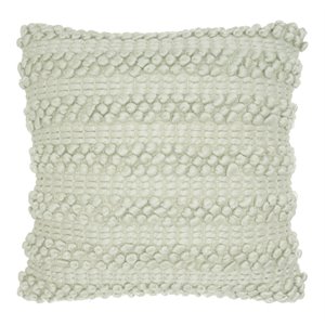 Mina Victory Life Styles 20x20&quot Cotton Woven Stripes Throw Pillow in Spa Green