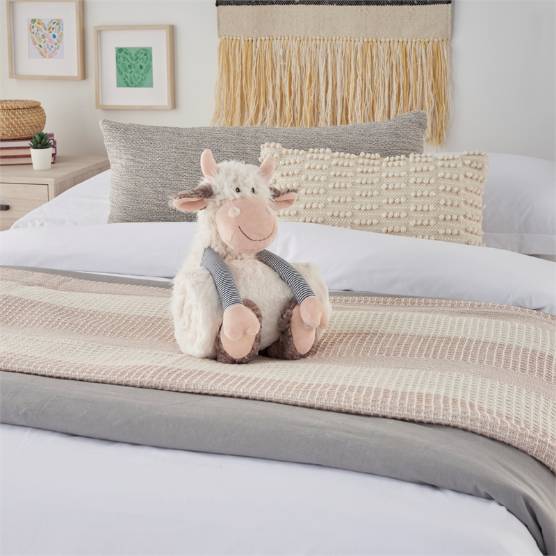 Mina Victory Plush Lines Cow Plush with Blanket 7