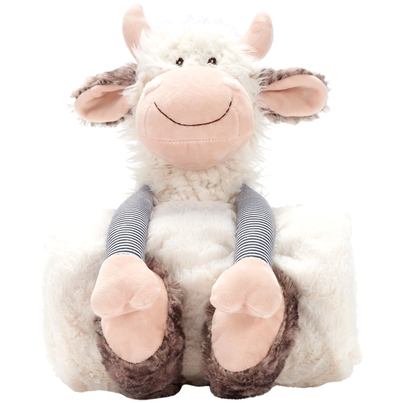 Mina Victory Plush Lines Cow Plush with Blanket 7