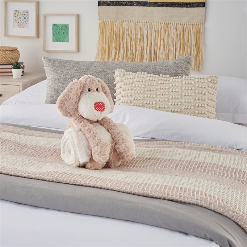 Mina Victory Plush Lines Dog Plush with Blanket 7