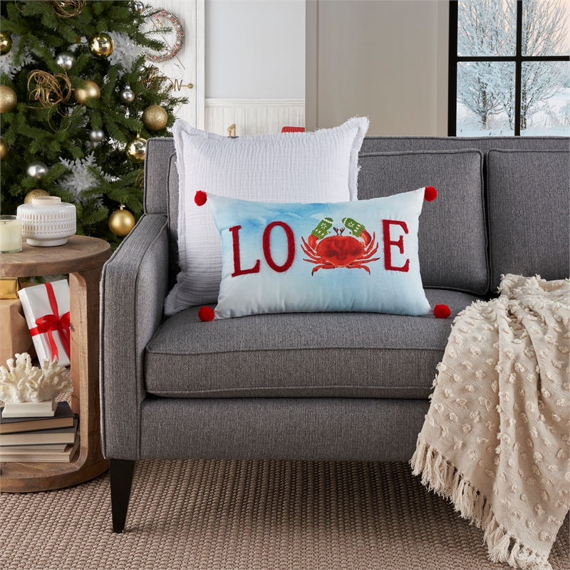 Mina Victory Holiday Pillows Village W/Snow 14