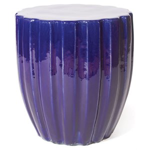 Seasonal Living Ceramic Scallop 18&quot Modern Stool in Navy Blue