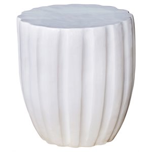 Seasonal Living Ceramic Scallop 18&quot Modern Stool in Snow White