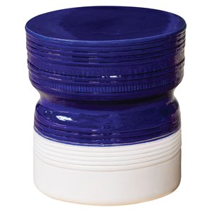 Seasonal Living Ceramic Ancaris Modern Stool in Navy Blue/Snow White