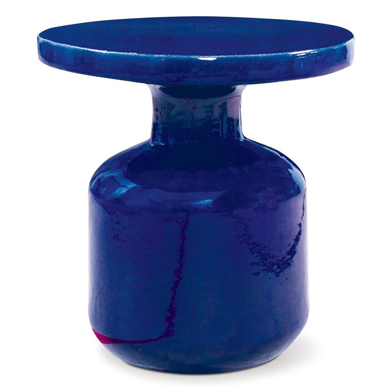 Seasonal Living Ceramic Modern Bottle Accent Table in Navy Blue