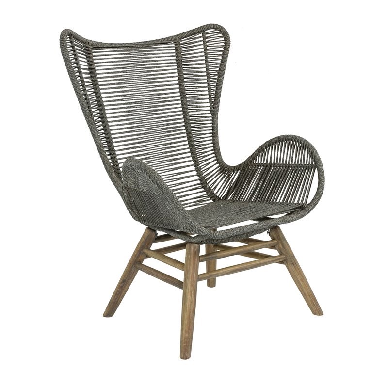 Seasonal Living Explorer Oceans 2-piece Wood Chair and Ottoman in Mixed Gray