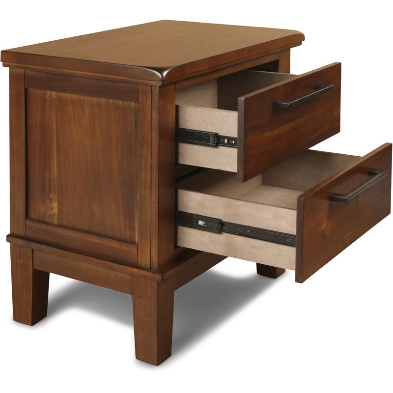 New Classic Furniture Cagney Solid Wood 2-Drawer Nightstand in Chestnut Brown