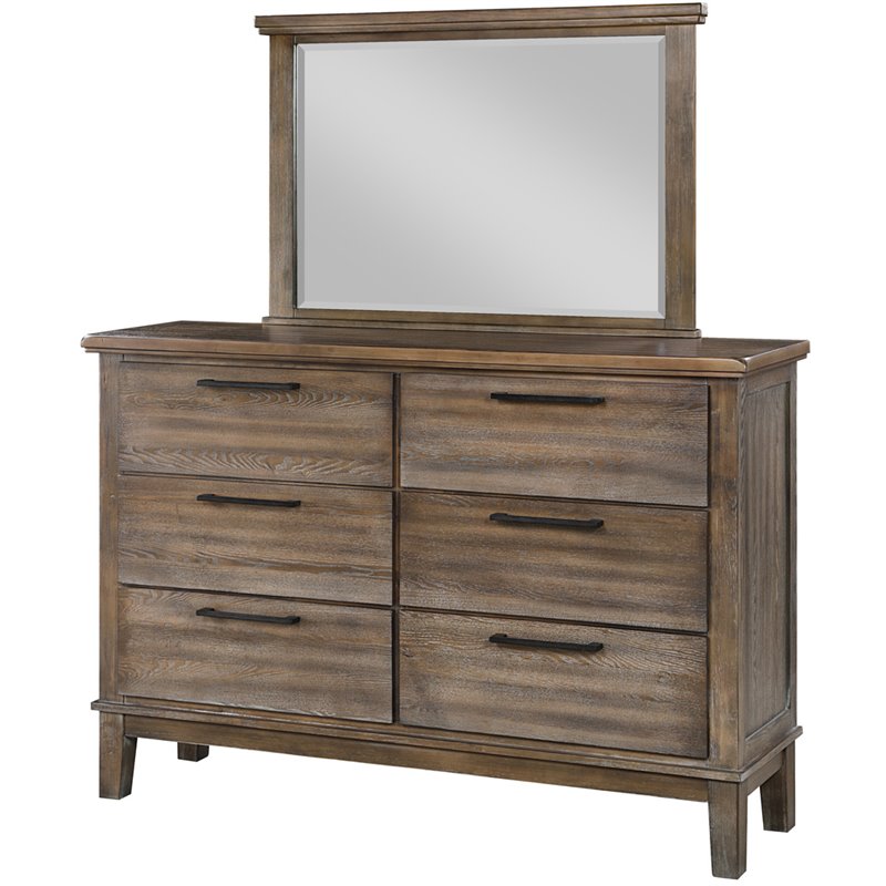 New Classic Furniture Cagney Solid Wood 6-Drawer Dresser in Vintage Brown