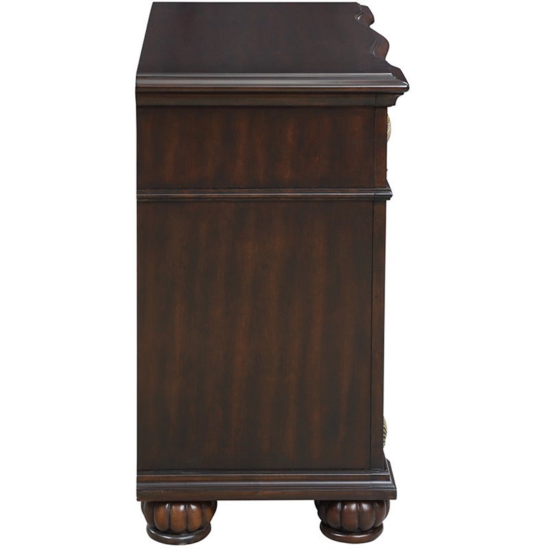 New Classic Furniture Maximus Solid Wood 3-Drawer Nightstand in Madeira Brown