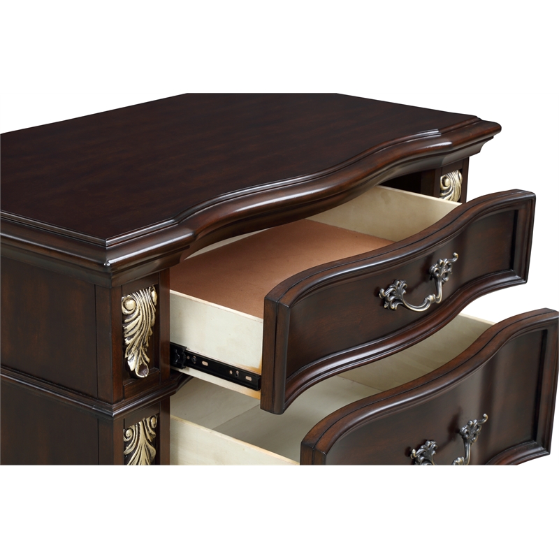 New Classic Furniture Maximus Solid Wood 3-Drawer Nightstand in Madeira Brown