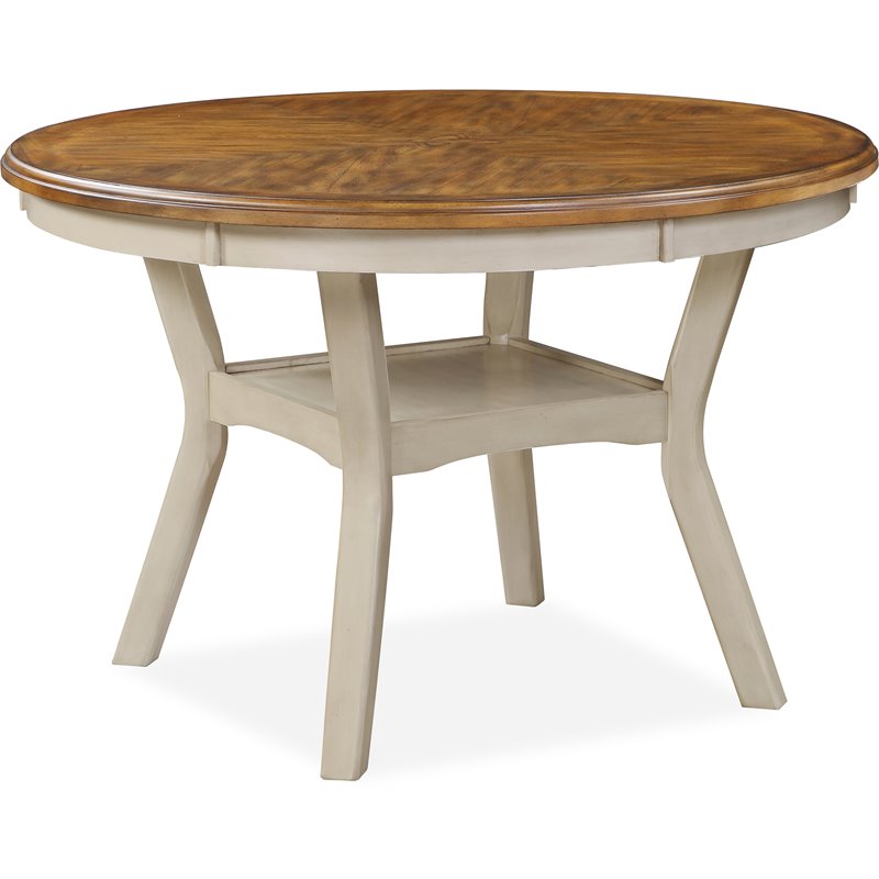 New Classic Furniture Mitchell Solid Wood 5Pc Dining Set in White/Brown Bisque