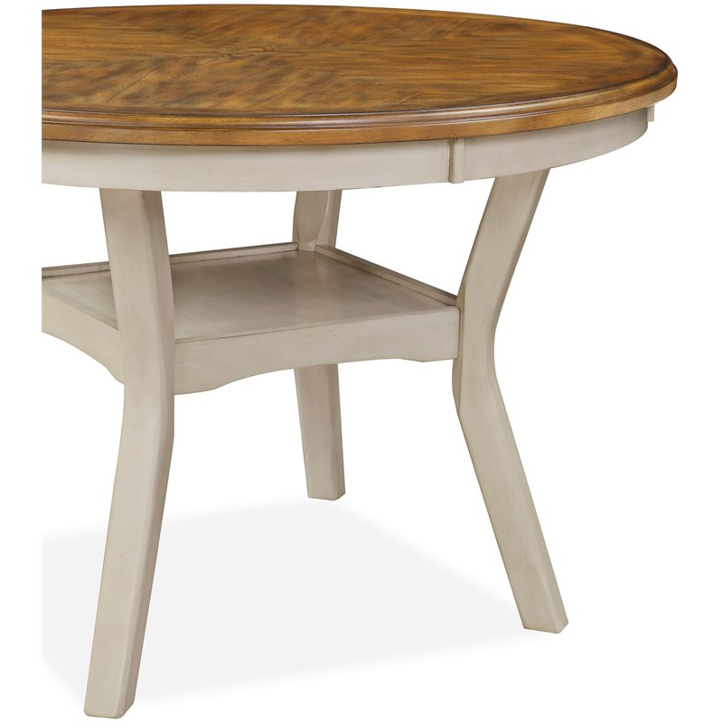 New Classic Furniture Mitchell Solid Wood 5Pc Dining Set in White/Brown Bisque