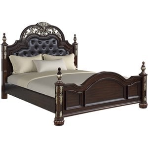 New Classic Furniture Maximus 6/0 Solid Wood King Bed in Madeira Brown