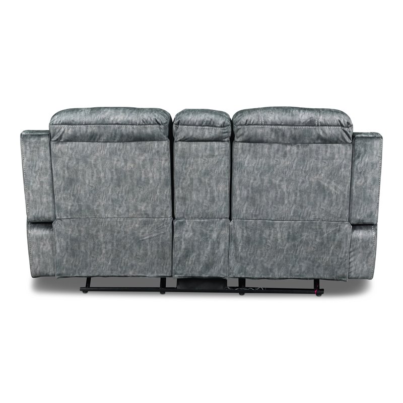 New Classic Furniture Tango Fabric Power Console Loveseat in Shadow Gray