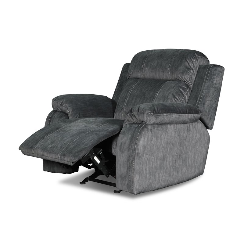 New Classic Furniture Tango Polyester Fabric Glider Recliner in Shadow Gray