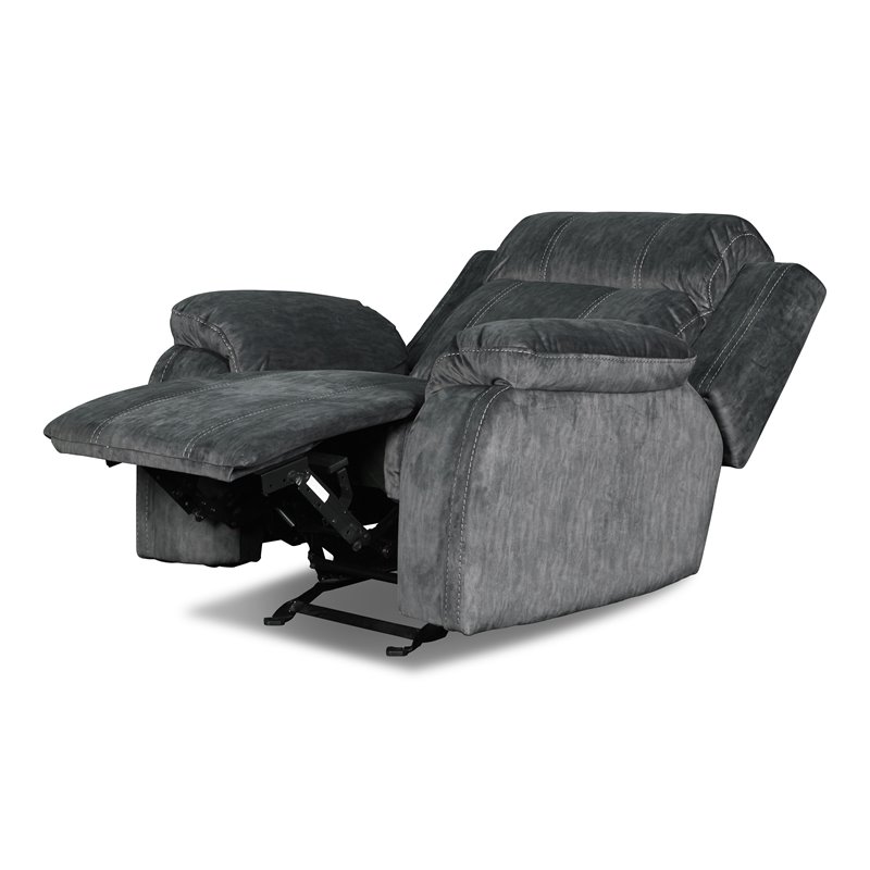 New Classic Furniture Tango Polyester Fabric Glider Recliner in Shadow Gray