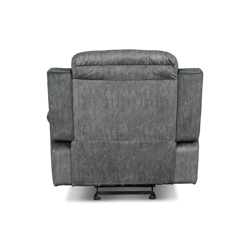 New Classic Furniture Tango Polyester Fabric Glider Recliner in Shadow Gray