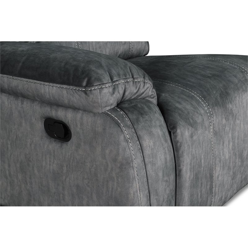 New Classic Furniture Tango Polyester Fabric Glider Recliner in Shadow Gray