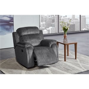 New Classic Furniture Tango Polyester Fabric Glider Recliner in Shadow Gray