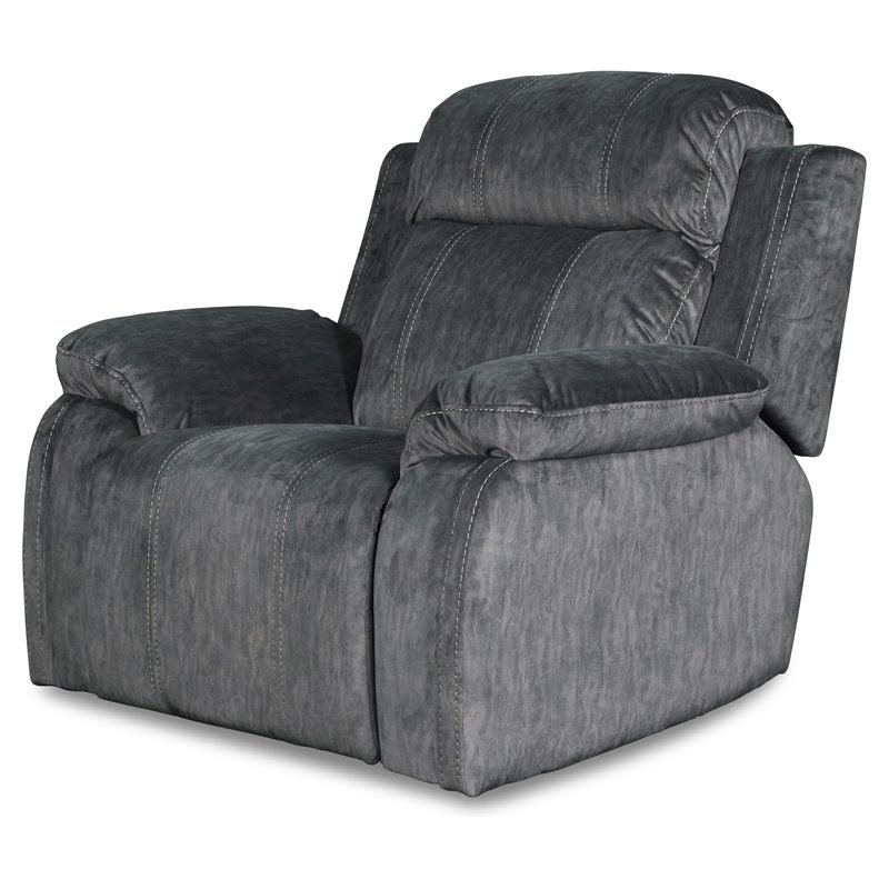 New Classic Furniture Tango Polyester Fabric Glider Recliner in Shadow Gray