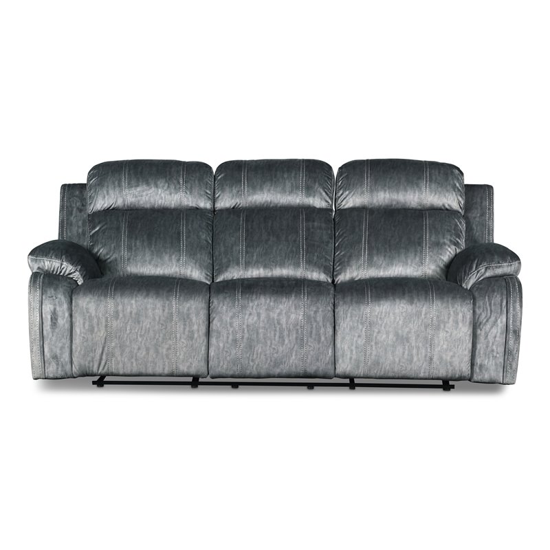 New Classic Furniture Tango Polyester Fabric Power Recliner Sofa in Shadow Gray