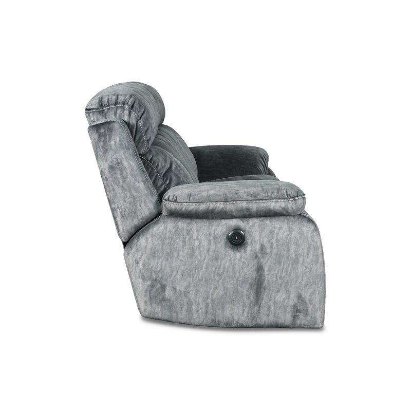 New Classic Furniture Tango Polyester Fabric Power Recliner Sofa in Shadow Gray