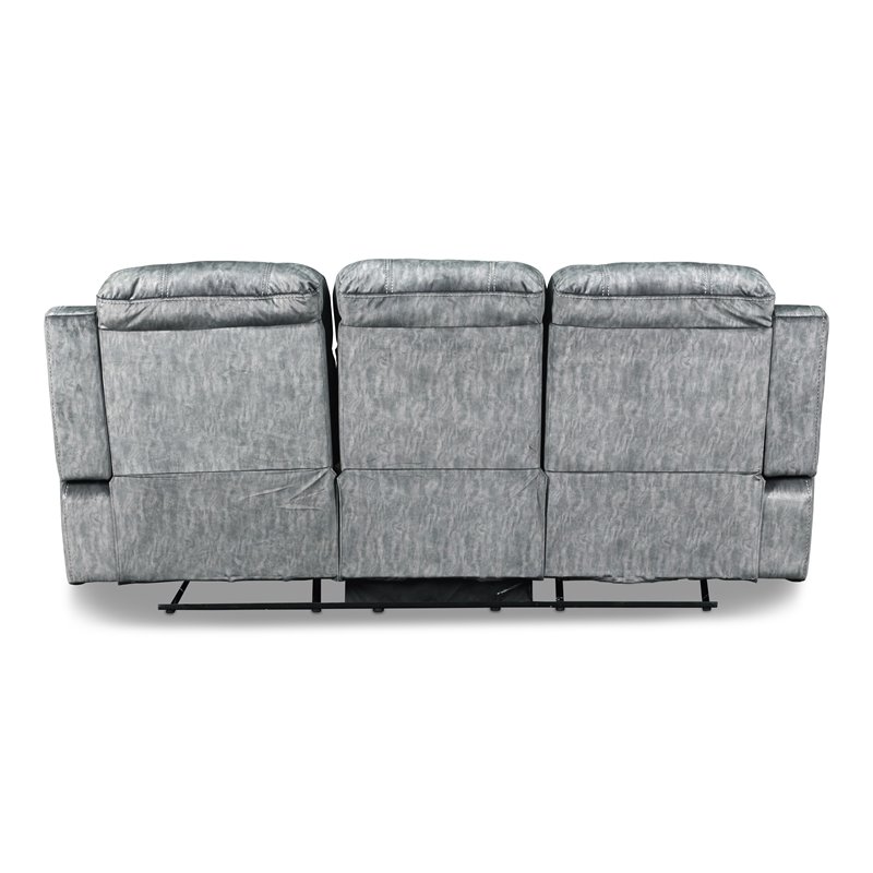 New Classic Furniture Tango Polyester Fabric Power Recliner Sofa in Shadow Gray
