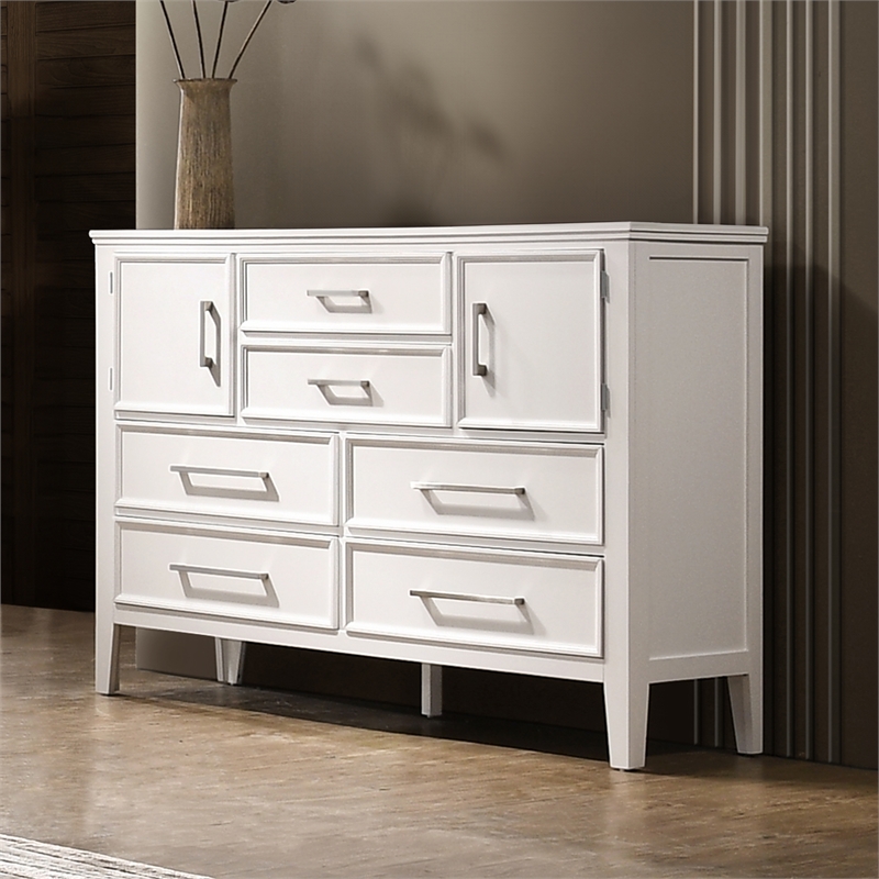 New Classic Furniture Andover Transitional Solid Wood Dresser in White