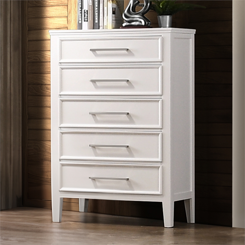New Classic Furniture Andover Transitional Solid Wood Chest in White
