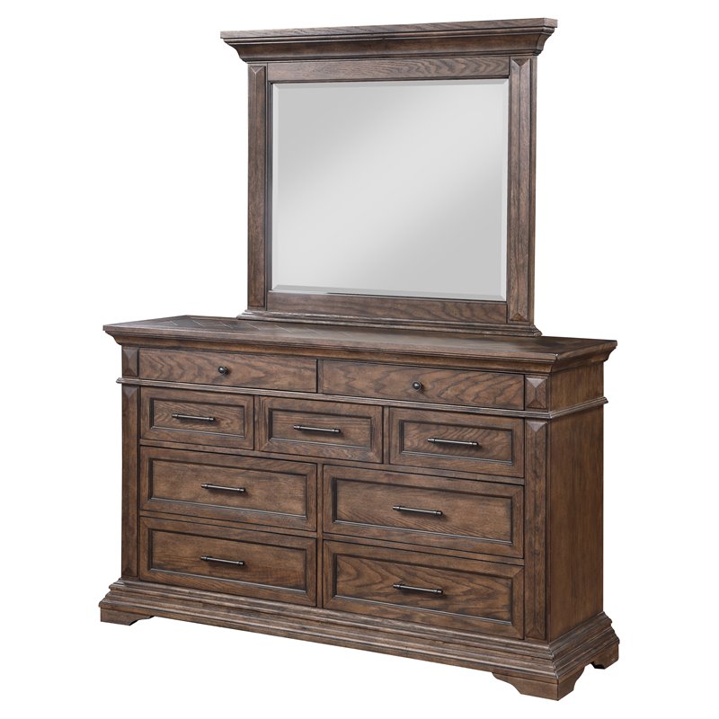 New Classic Furniture Mar Vista Traditional Solid Wood Dresser in Walnut
