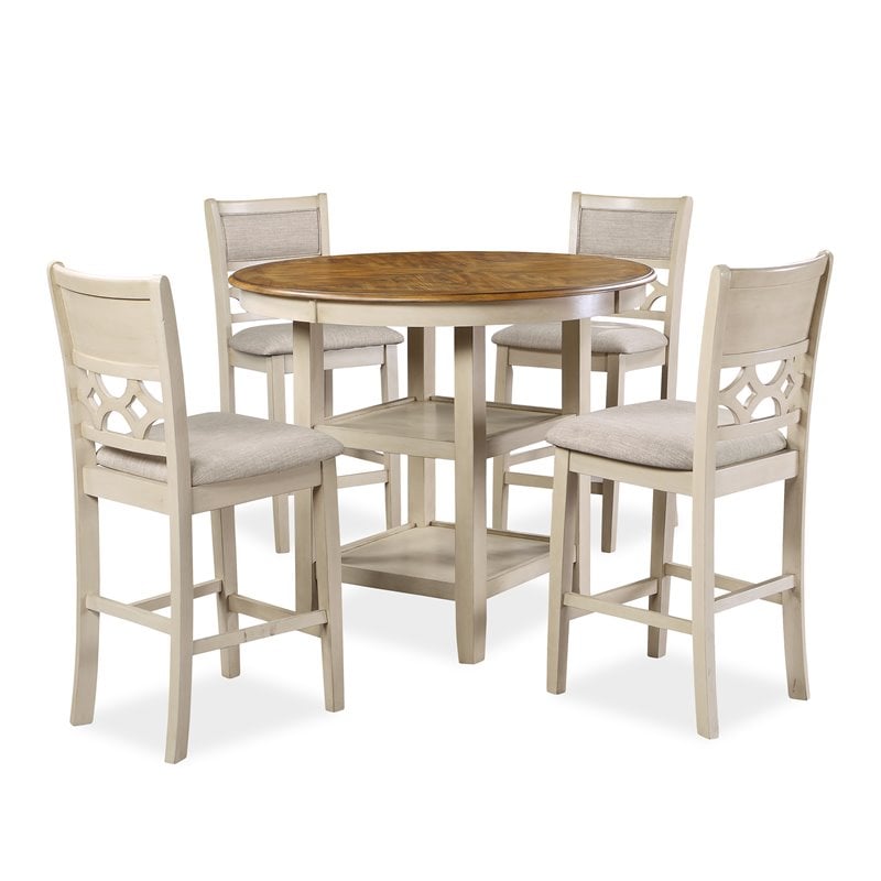 New Classic Furniture Mitchell 5-Piece Solid Wood Counter Set in Brown