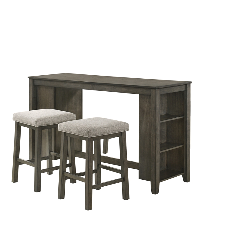 New Classic Furniture Churon Solid Wood Gathering Bar Table and 2 Stools - Brown