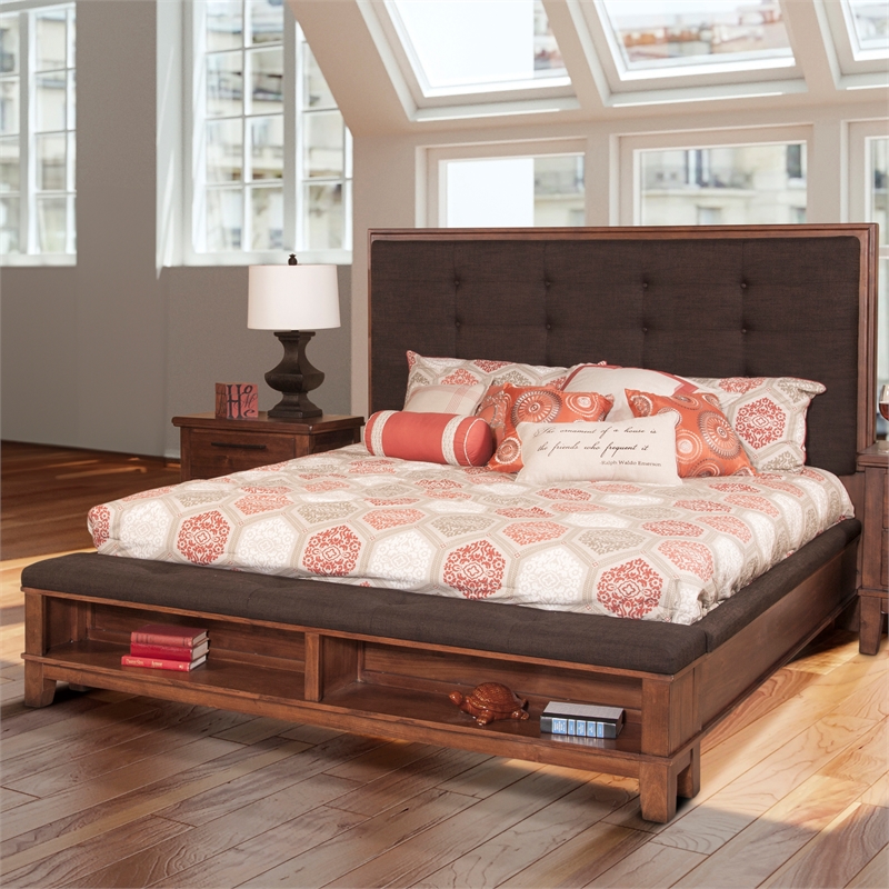 New Classic Furniture Cagney Contemporary Solid Wood 5/0 Queen Bed in Brown