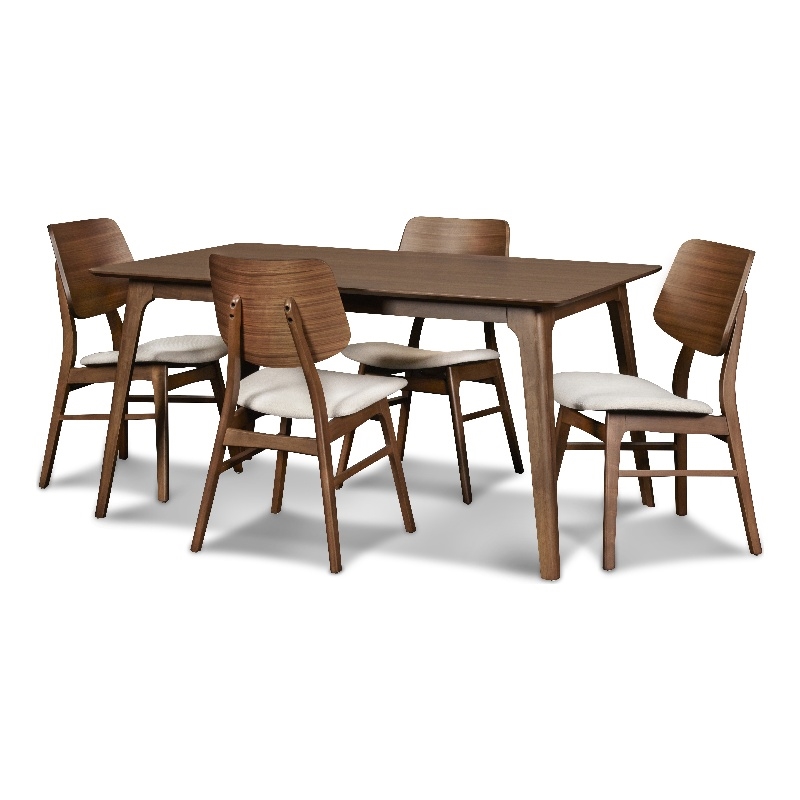 New Classic Furniture Oscar 5-piece Wood Dining Set in Walnut