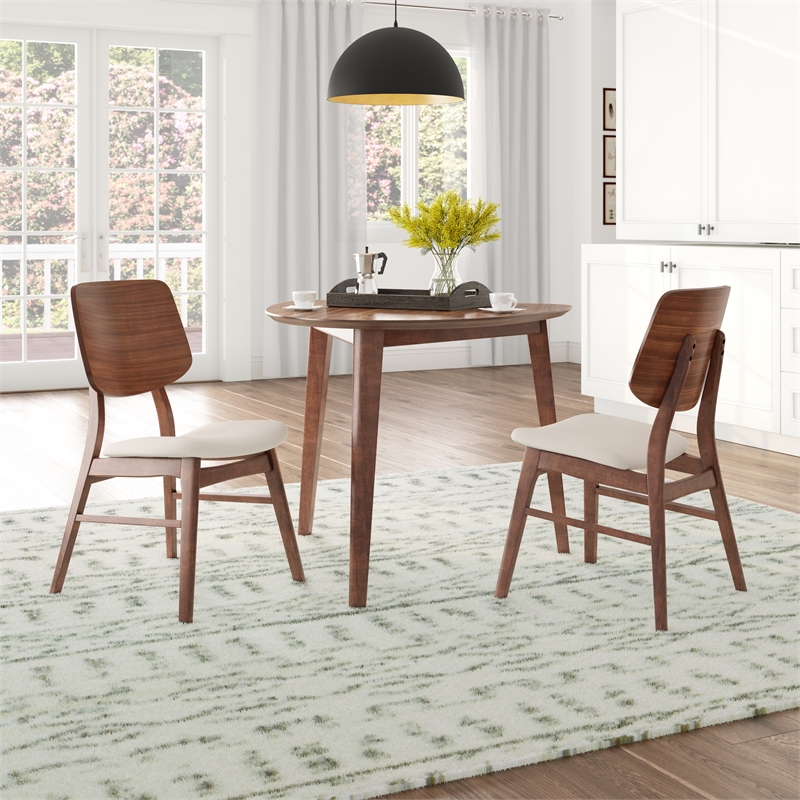 New Classic Furniture Oscar 3-piece Wood Dining Set in Walnut