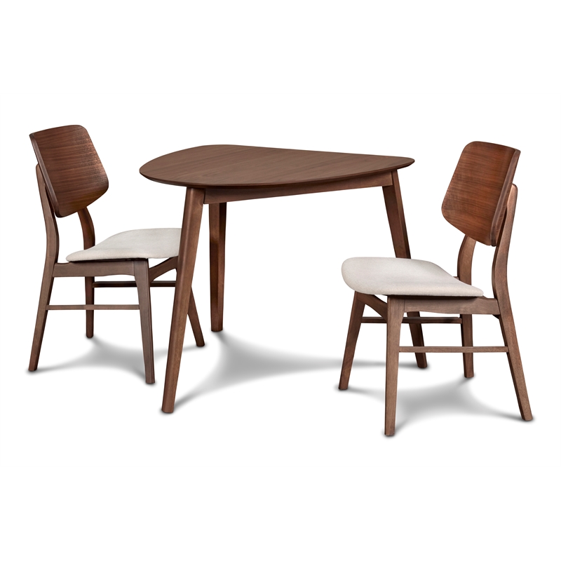 New Classic Furniture Oscar 3-piece Wood Dining Set in Walnut
