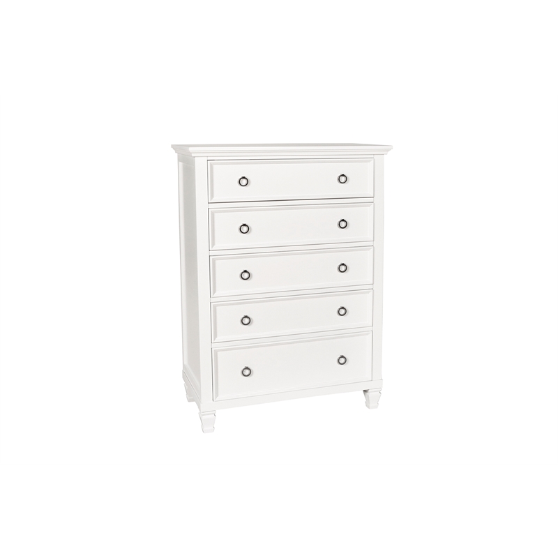 New Classic Furniture Tamarack 5-Piece Solid Wood 5/0 Q Bedroom Set in White
