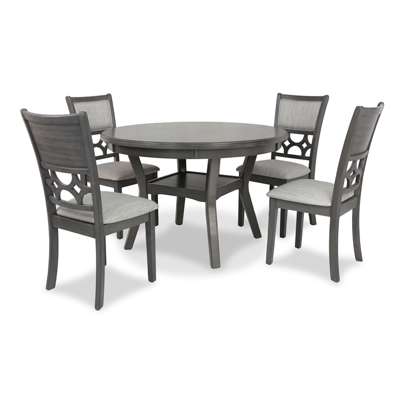 New Classic Furniture Mitchell 5-Piece Transitional Wood Dining Set in Gray