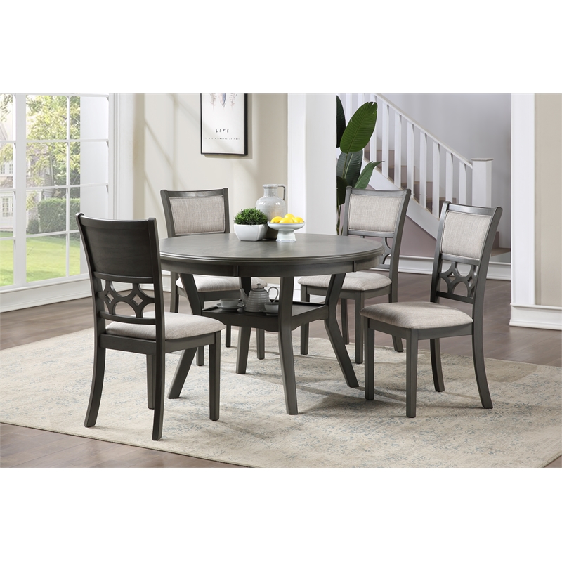 New Classic Furniture Mitchell 5-Piece Transitional Wood Dining Set in Gray