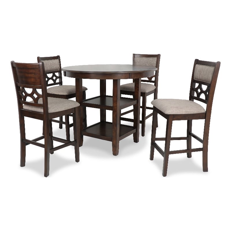 New Classic Furniture Mitchell 5-Piece Transitional Wood Counter Set in Cherry