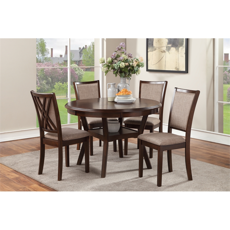 New Classic Furniture Amy 5-Piece Contemporary Wood Dining Set in Cherry