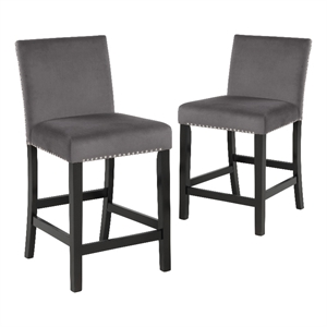 New Classic Furniture Celeste 39.5&quot Wood Counter Chair in Gray (Set of 2)
