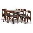 New Classic Furniture Morocco 7-Piece Mid-Century Wood Dining Set in Dark Gray