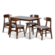 New Classic Furniture Morocco 5-Piece Mid-Century Wood Dining Set in Light Gray