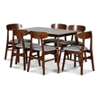 New Classic Furniture Morocco 7-Piece Mid-Century Wood Dining Set in Light Gray