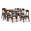 New Classic Furniture Morocco 7-Piece Mid-Century Wood Dining Set in Light Gray